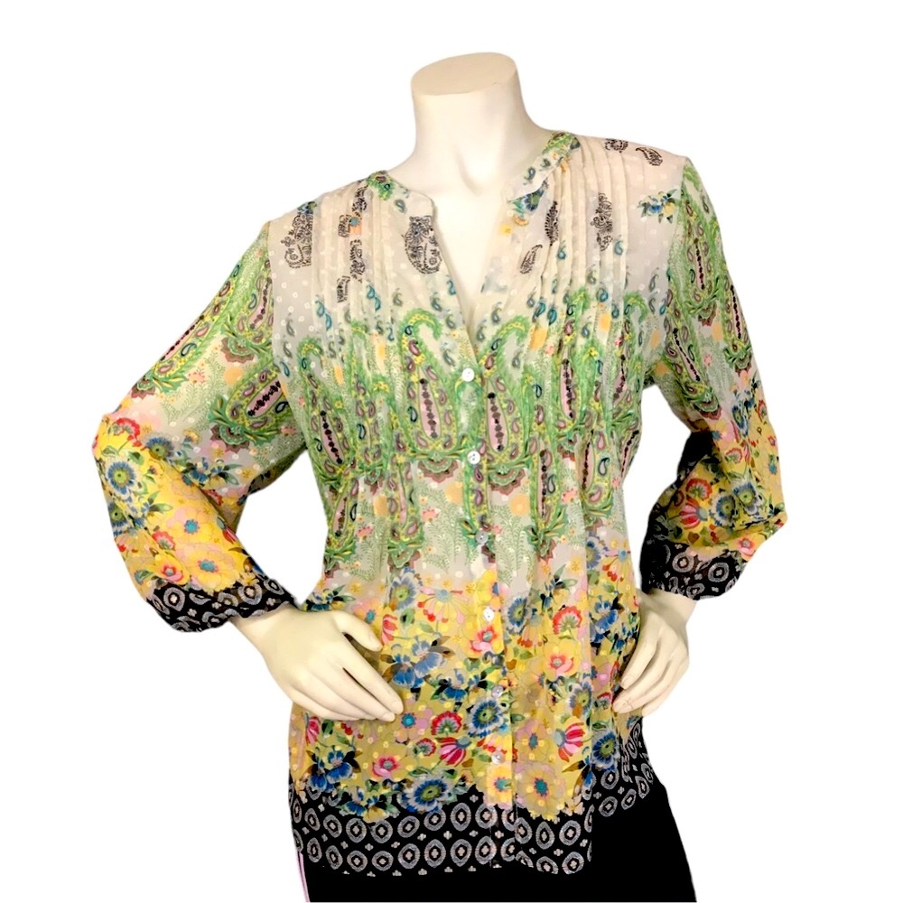Figueroa & Flower, (Anthropolgie) Sheer, Flowy Peasant Top, XL